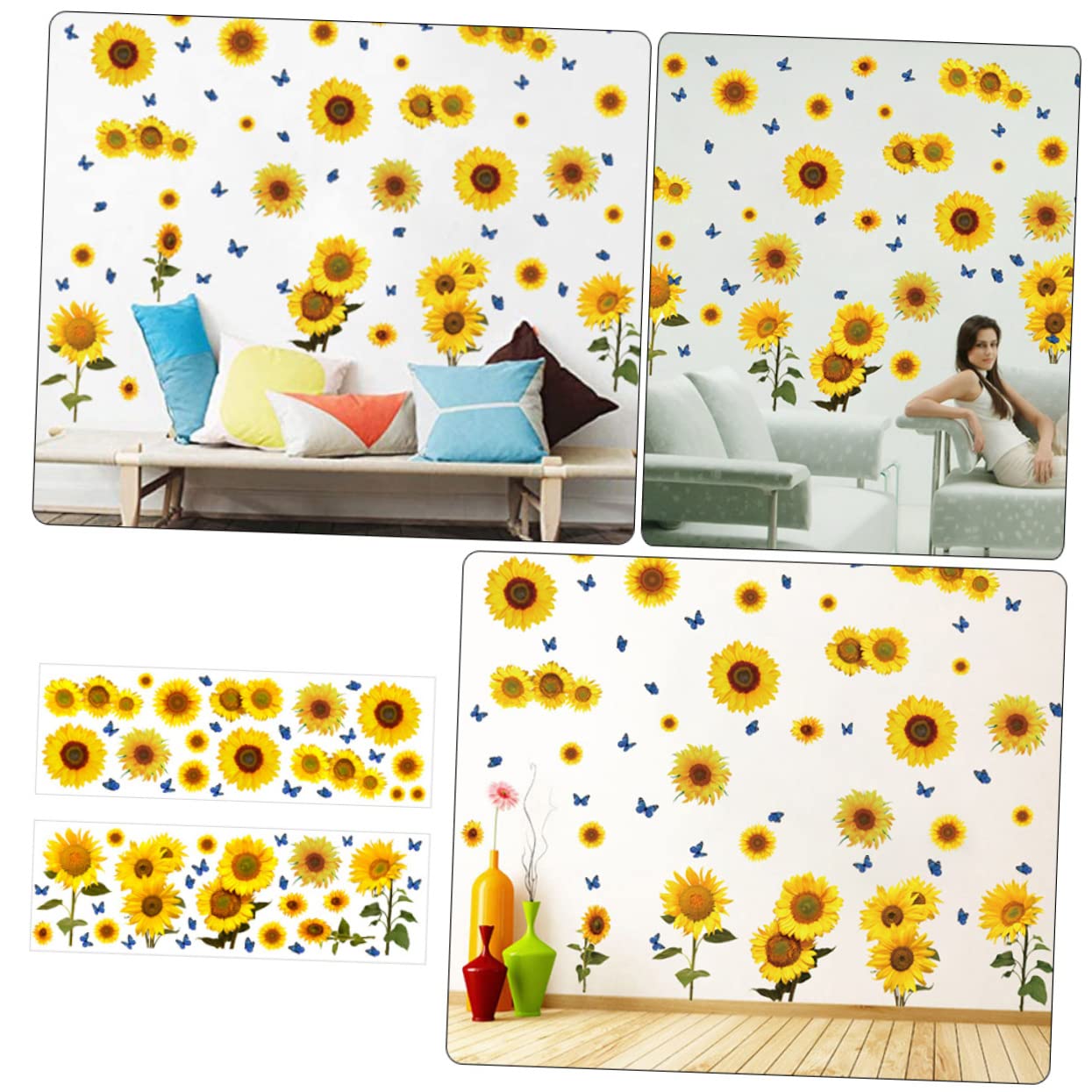 Toddmomy 2 Series Pegatinas Decorativas De Girasoles Y Autoadhesivas Para Calcomanías Para Dormitorios 2 Hojas*2
