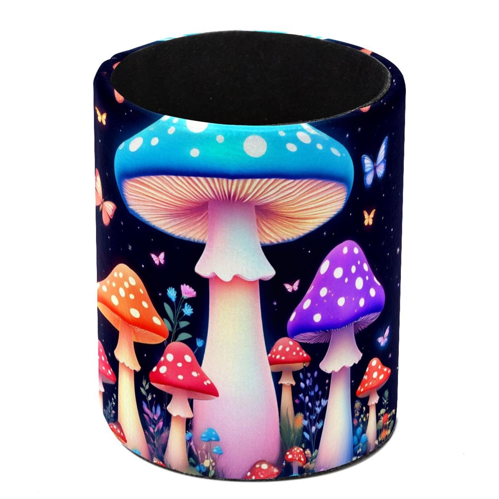 HEOEH Mushroom Pen Holder for Desk, PU Leather Pencil Holder Pen Cup Marker Holder Makeup Brush Holders, Desk Accessories & Workspace Organizers for Home, Office