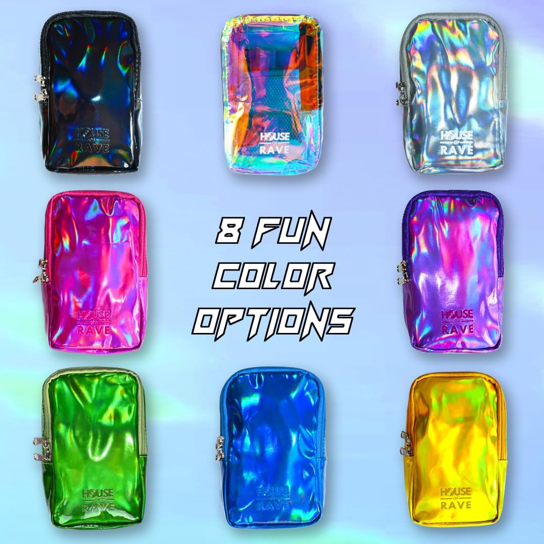 Holographic Thigh Bag No-Slip-Padded Backing - Inner Pockets & Double Zipper Carnival Thigh Bag for Women - Iridescent Leg Bag - Reflective Phone Holder (Silver) - Image 6