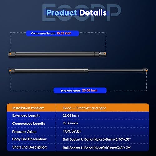 Miniatura 3 de ECCPP Soporte de elevación para capó de repuesto, resortes de gas para Oldsmobile 88 1999, Oldsmobile Aurora 2001-2003, para Pontiac Bonneville