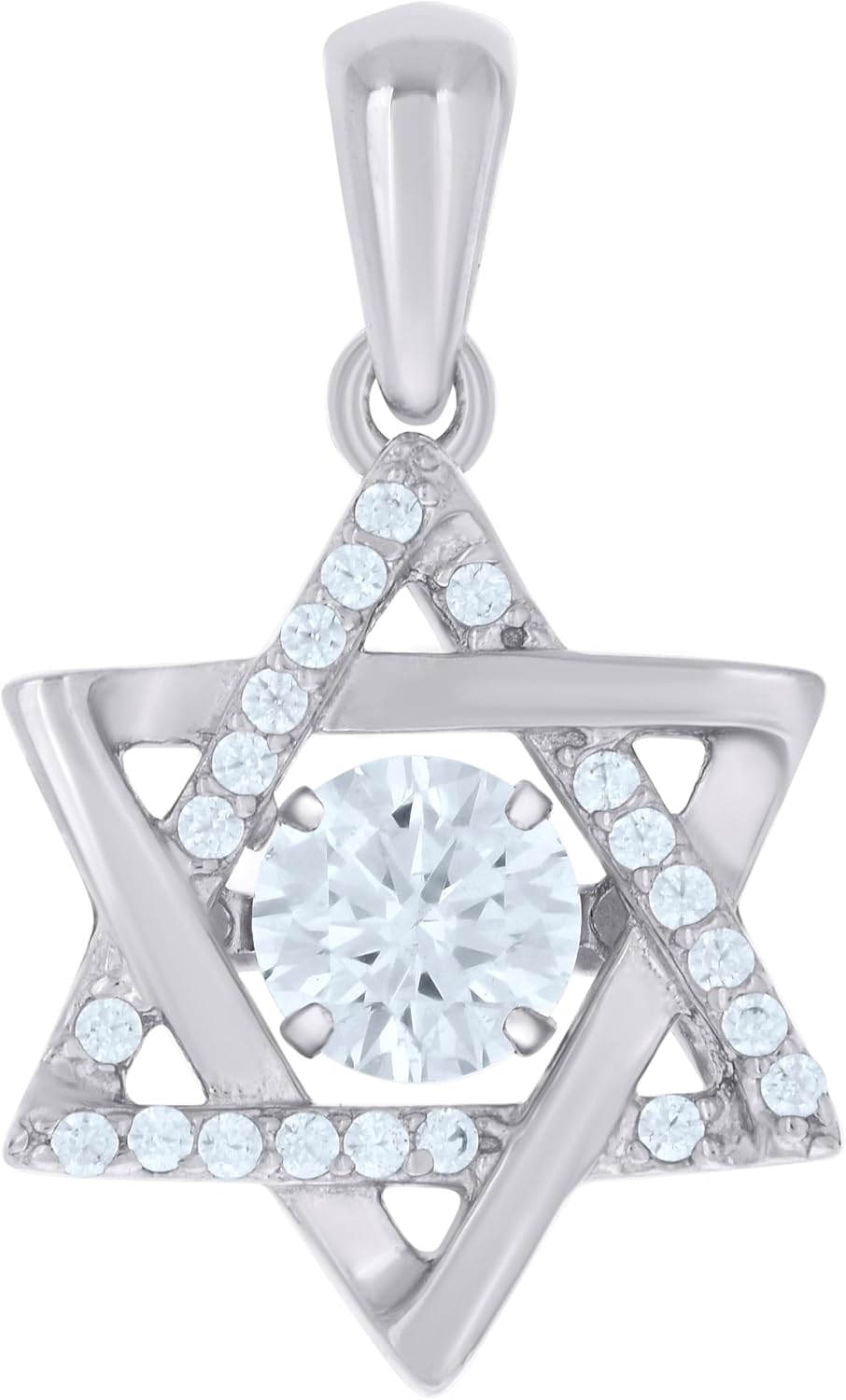 Jewels By Lux Sterling Silver Womens Cubic-Zirconia Star Of David Symbol Religious Charm Pendant