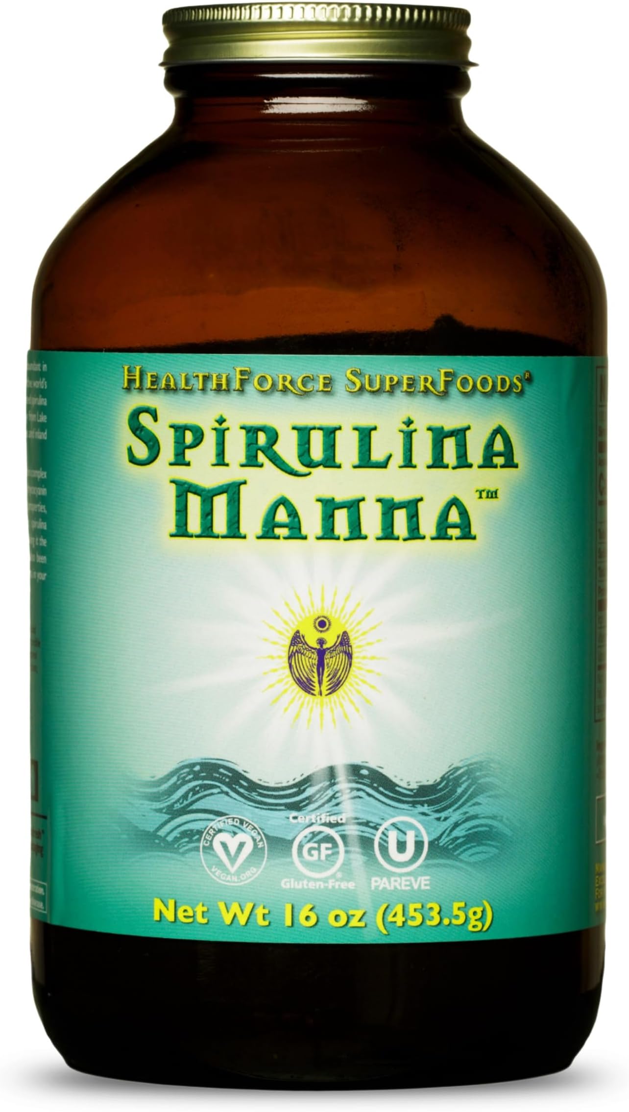 HealthForce SuperFoods Spirulina Manna, All-Natural Nutrient-Rich Superfood, Vitamins, Minerals, Amino Acids, Organic, Vegan, Gluten-Free, Non-GMO, 16 Ounces Powder