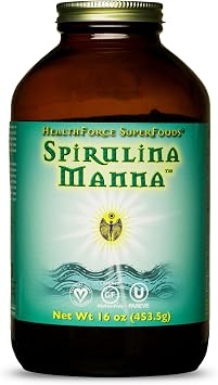 HealthForce SuperFoods Spirulina Manna, All-Natural Nutrient-Rich Superfood, Vitamins, Minerals, Amino Acids, Organic, Vegan, Gluten-Free, Non-GMO, 16 Ounces Powder