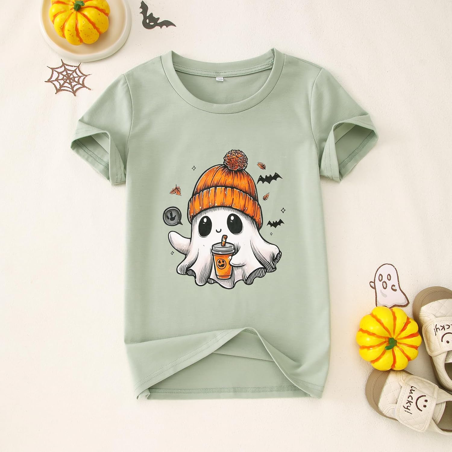 MODNTOGA Halloween Outfit Toddler Boy Girl Pumpkin Ghost T-Shirt Kids Ghost Graphic Shirt Spooky Season Pullover Fall Tops - Image 7