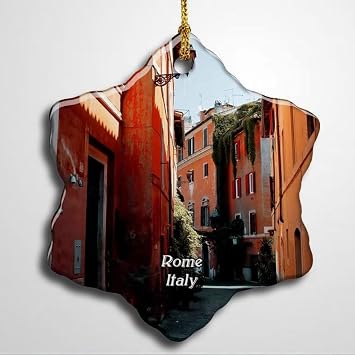 Italy Rome Lazio Streets Road Walk Capital Christmas Ceramic Ornament Xmas Tree Decor Souvenirs Double Sided Snowflake Porcelain Home Gifts