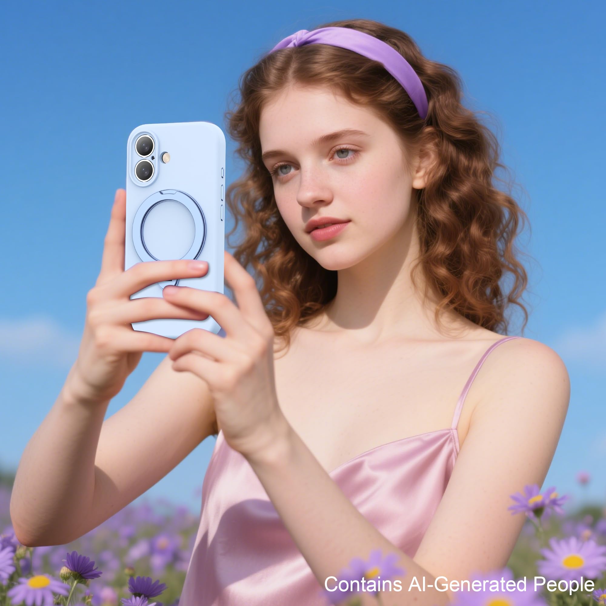 Funda para iPhone 16 con soporte giratorio de 360°, 6.1 pulgadas