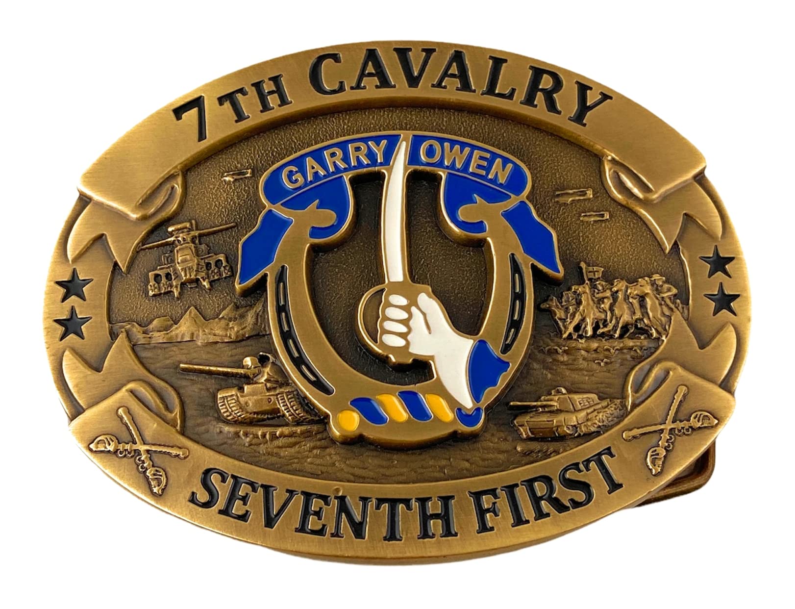 US Army 7th Cavalry Regiment GarryOwen, Garry Owen Solid Brass Belt Buckle