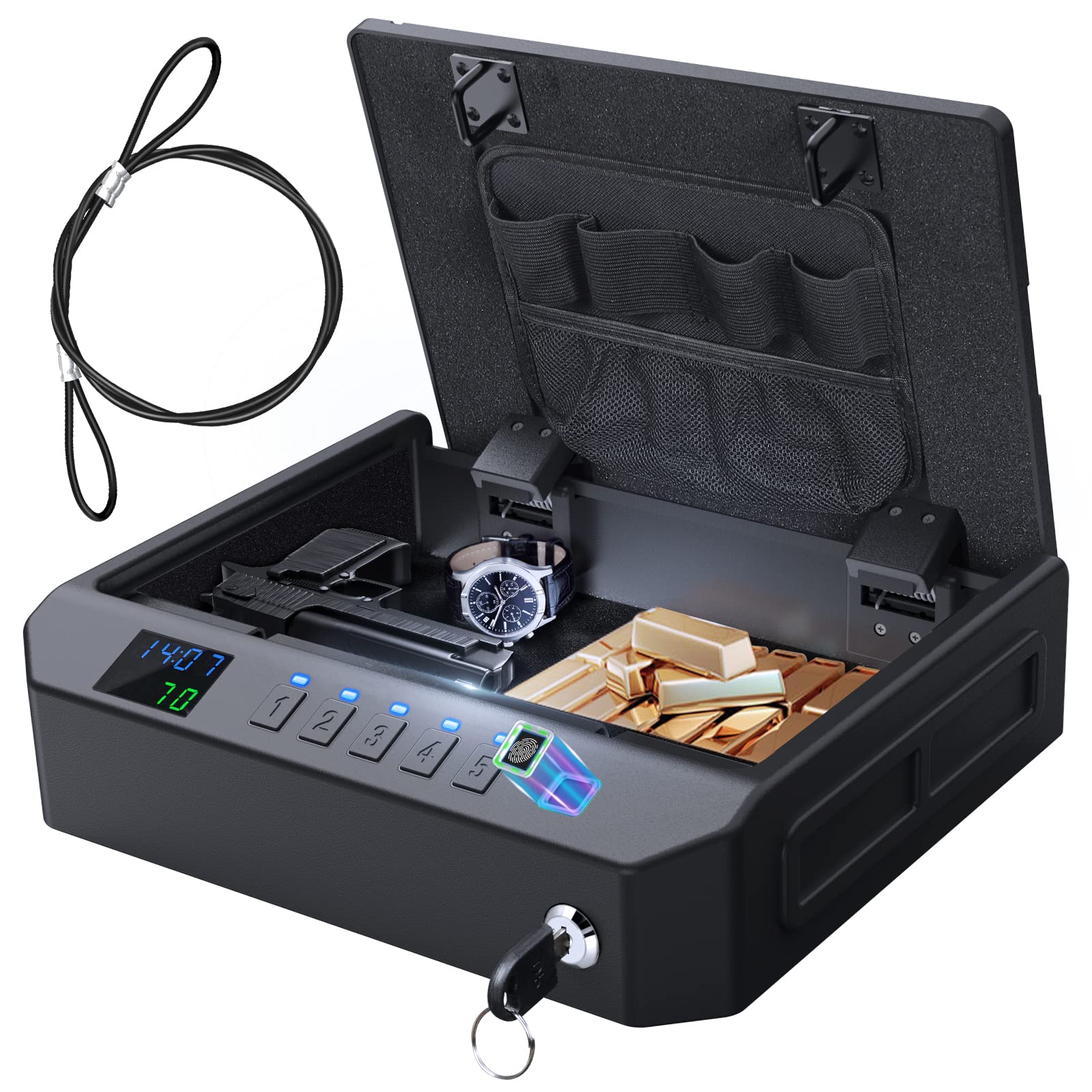 Buy Googo Biometric Safe for Hand, Portable Lock Box for 2 Pistols with