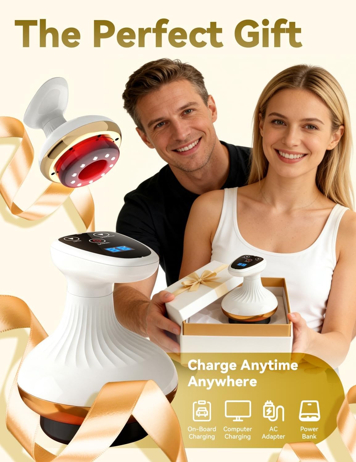 Massaggiatore Anticellulite Vacuum, Massaggiatore 4 in 1 Contro Cellulite, 6/9 Livelli di Riscaldamento, 6/9 Livelli di Aspirazione, per Pelle Più Tonica e Riduzione Cellulite (9 Livelli Con olio)