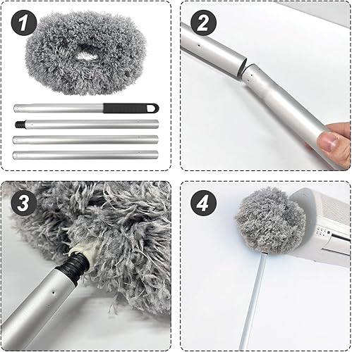 Miniatura 3 de Plumero de ventilador mullido, limpiador de ventilador de techo con mango de extensión, limpiador de aspas de ventilador de techo de microfibra,