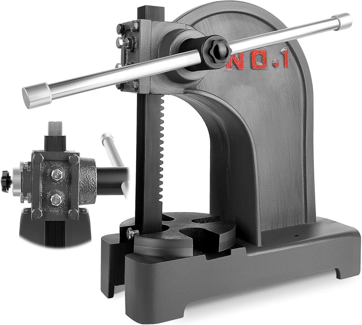 Arbor Press, 1 Ton Manual Arbor Press, 5.5" Maximum Height, 25 lbs Weight Cast Iron Heavy-duty Manual Desktop Arbor Press, Hand Press for Riveting, Punching, Bending(Black, 1 Ton)