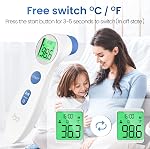Femometer No-Touch Forehead Thermometer, Fast Infrared Temp 3-Color Indicator for Kids & Adults (White