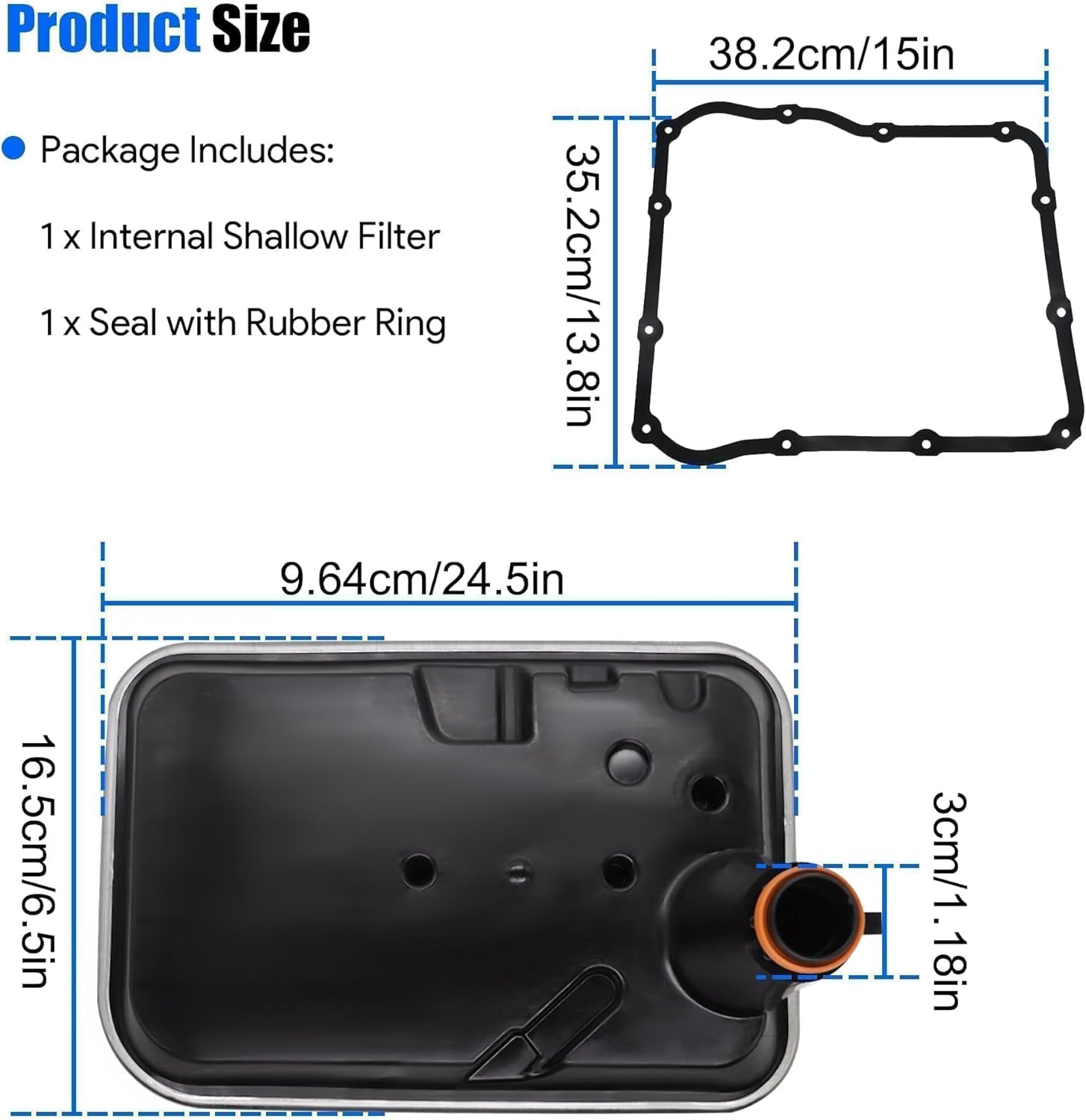 Transmission Filter Kit with Pan Gasket Fit for Chevrolet GMC 6.6L Duramax 2500 3500 for 1000 M74 Transmission with Shallow Pan 2001 2002 2003 2004 2005 2006 2007 2008 2009 2010# 29537965