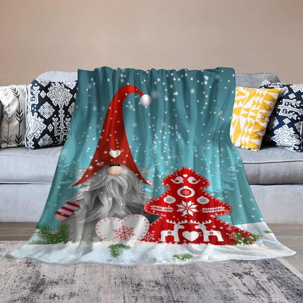 Miniatura 3 de Manta de forro polar para sofá, cama, bonita manta de gnomo nevado, acogedora, mullida, suave, ligera, para Navidad, invierno, elfos, mantas cálidas