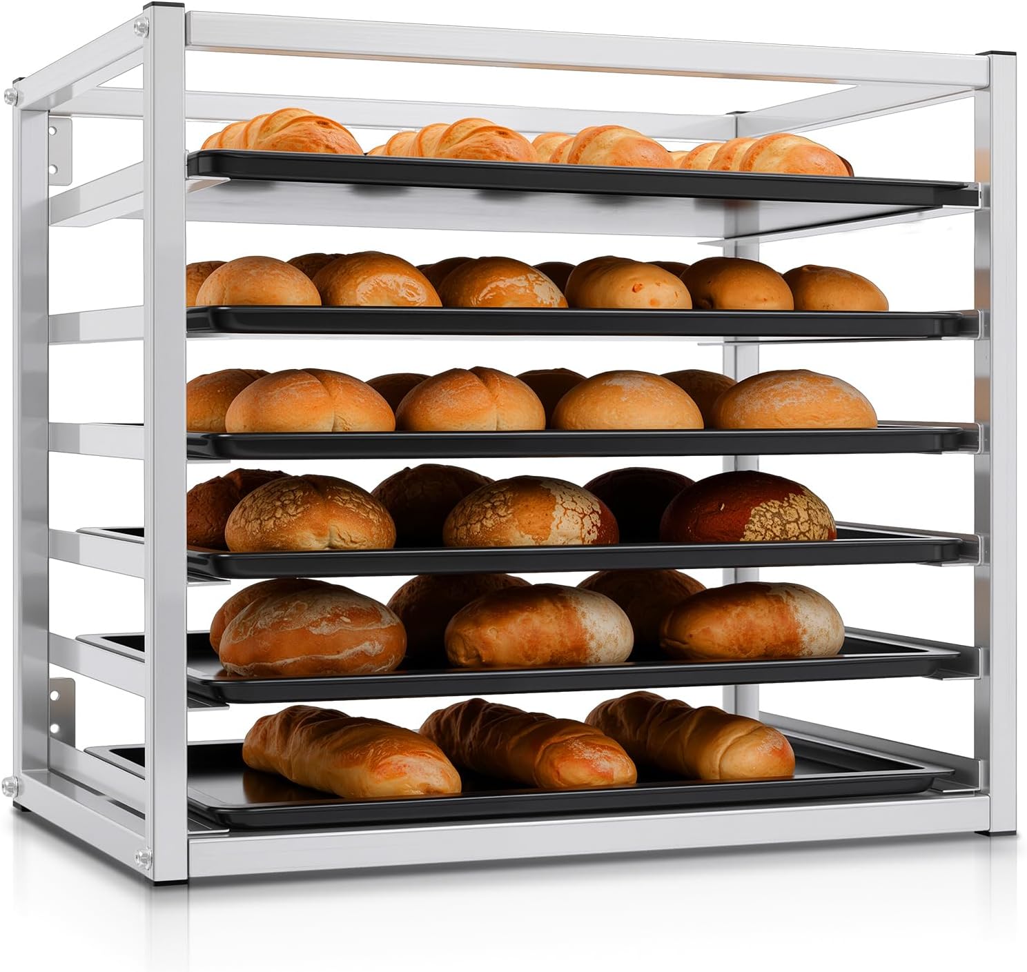 Zonon 6 Tier Wall Mounted Sheet Bun Pan Rack, 28" x 18" x 21" Aluminum Baking Tray Racks Holds 6 Full-size Sheet Pans for Bakeries Restaurants Catering Kitchens