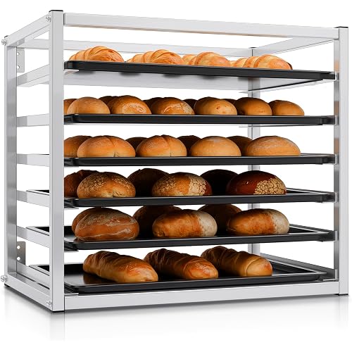 Zonon 6 Tier Wall Mounted Sheet Bun Pan Rack, 28" x 18" x 21" Aluminum Baking Tray Racks Holds 6 Full-size Sheet Pans for Bakeries Restaurants Catering Kitchens(1 Pcs)