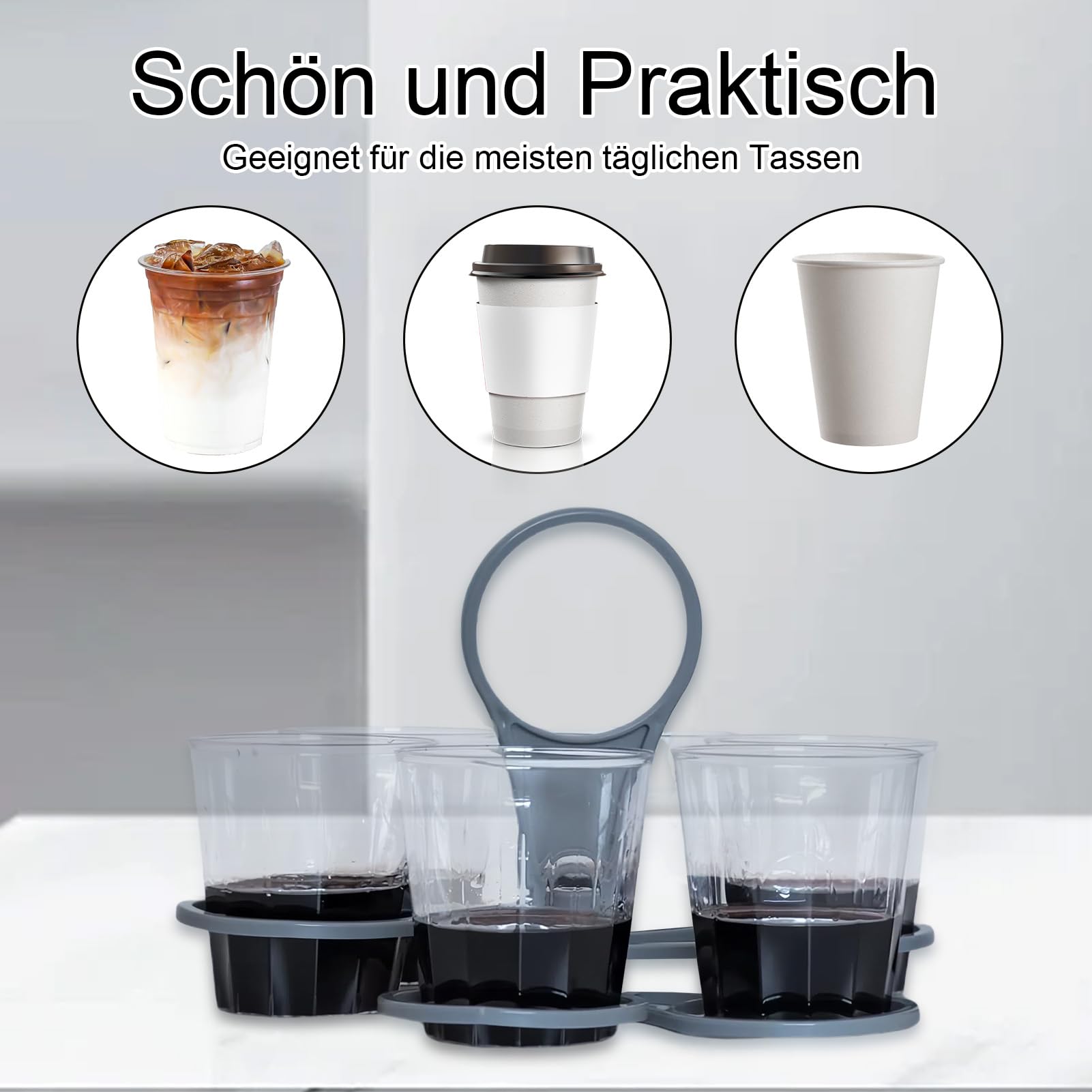 Lot de 2 porte-gobelets avec poignée, porte-gobelet pour festival avec capacité de 6 verres, porte-gobelet pliable pour les activités de plein air et les réunions de famille