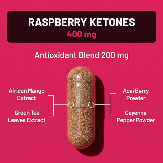 NatureWise Raspberry Ketones Plus with Green Tea Extract, Cayenne Pepper & Acai Berry - Supports Weight Management, Antioxidant Health & Energy Levels - Vegan & Gluten-Free - 120 Capsules