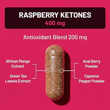 NatureWise Raspberry Ketones Plus with Green Tea Extract, Cayenne Pepper & Acai Berry - Supports Weight Management, Antioxidant Health & Energy Levels - Vegan & Gluten-Free - 120 Capsules