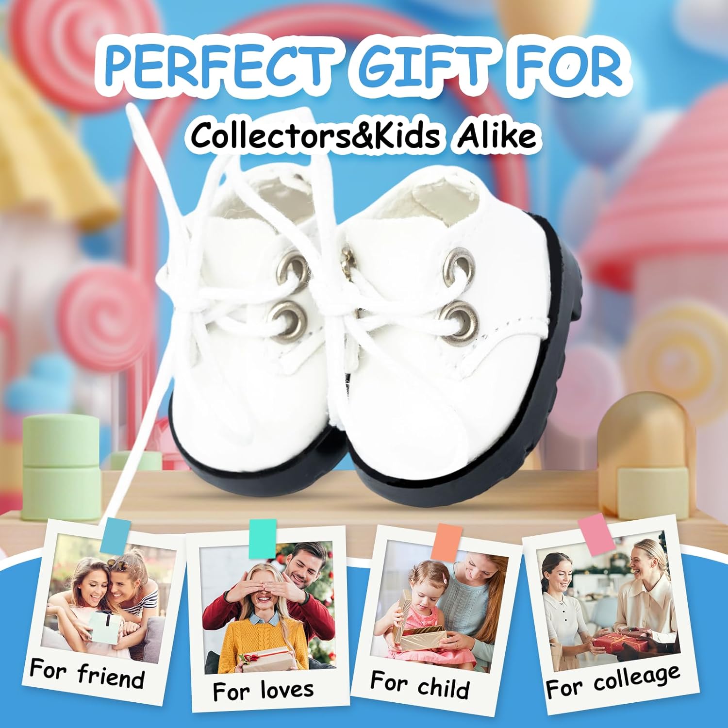 15-17cm Doll Shoes for 15-17cm Doll Boots, 6.7 inch Doll Shoes Accessories (White)
