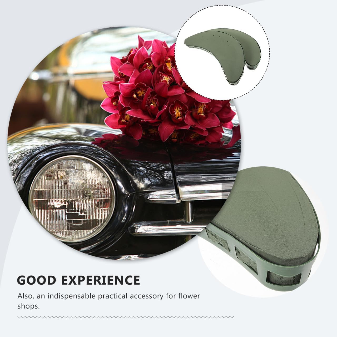 Angoily Floral Foam Blocks with Suction Cup for Wedding Car Decorations Moon Shape Flower Mud Blocks 16.1 X 7.5 Inch Fresh and Artificial Flower Arrangement Supplies