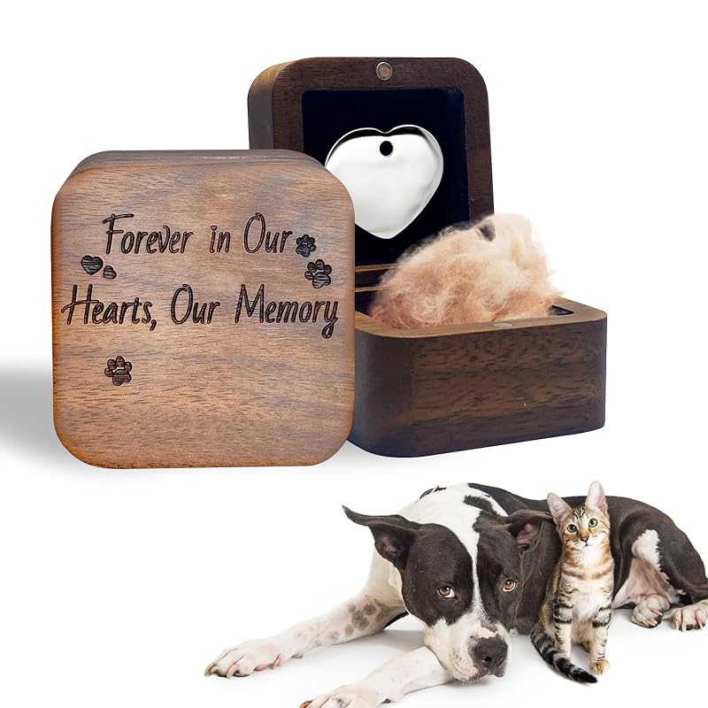 Caixa memorial para pelos de cães e gatos em madeira de nogueira WINUSD