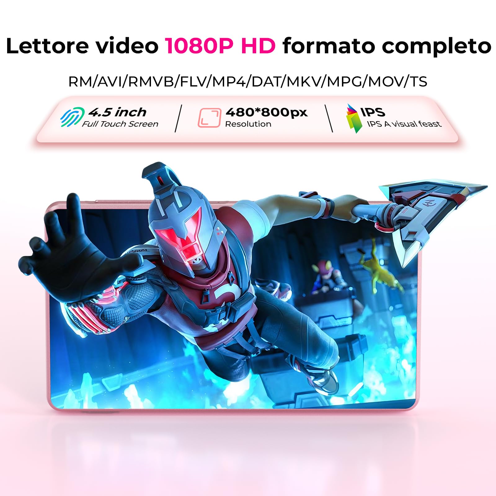 160 GB Lettore MP3 con Spotify, Bluetooth e Wi-Fi, 4,5 pollici touchscreen | Android 13 lettore MP4, Play Store, Amazon Music, Deezer, radio FM,Batteria da 2000mAh, espandibile con memory card da 1TB