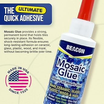 BEACON Mosaic Glue - Non-Toxic & Water Resistant, Ideal for All Tiles & Surfaces, 2-Ounce