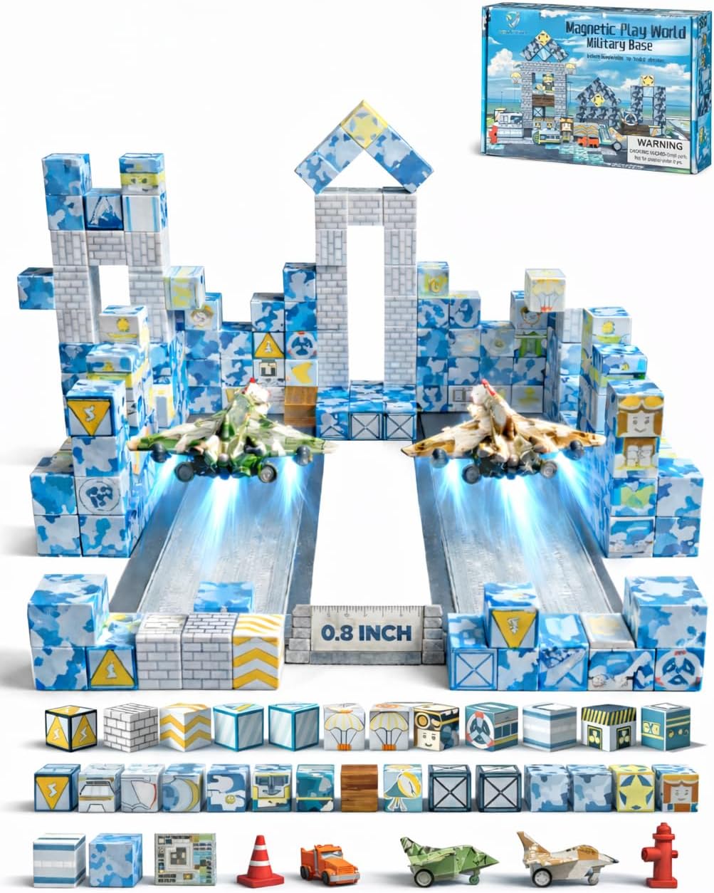 106 PCS Magnetic Blocks, Magnet Tiles for Kids 4-8 Years Old, Magnetic Building Cubes, Military Base Magnet Blocks for STEM Learning Toys for Toddlers