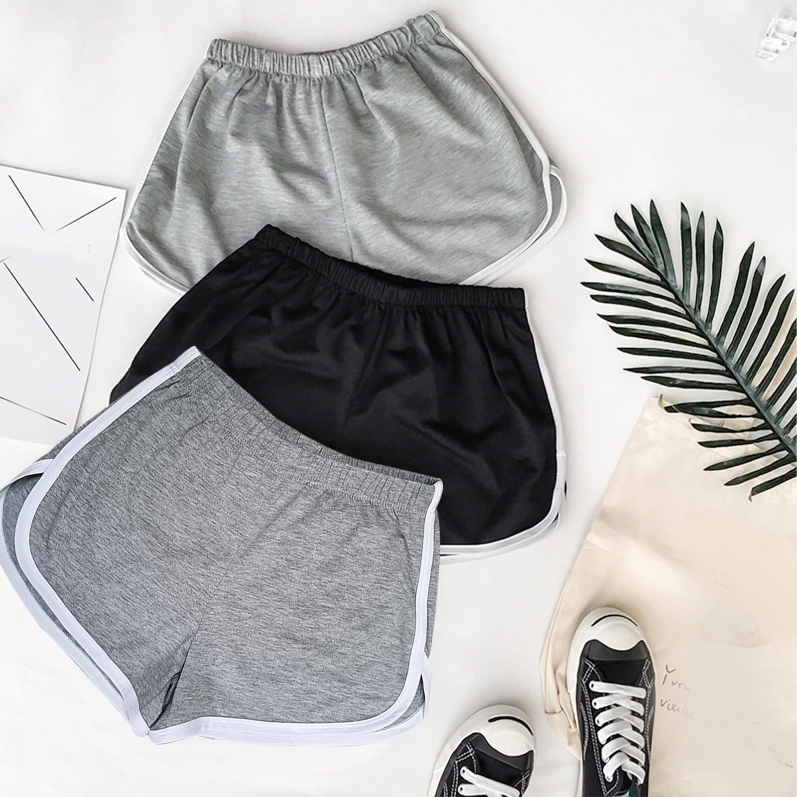 Lot de 4 shorts de yoga et de danse en coton pour femme - Short de sport pour l'été, l'athlétisme, le cyclisme, la randonnée