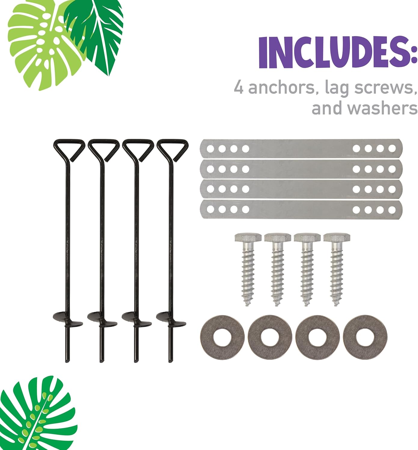 Jack & June Playset Anchor Kit – Essential Swing Set Hardware for Securing Your Playset to The Ground – Perfect for Keeping Your Kids Safe and Secure During Outdoor Playtime!