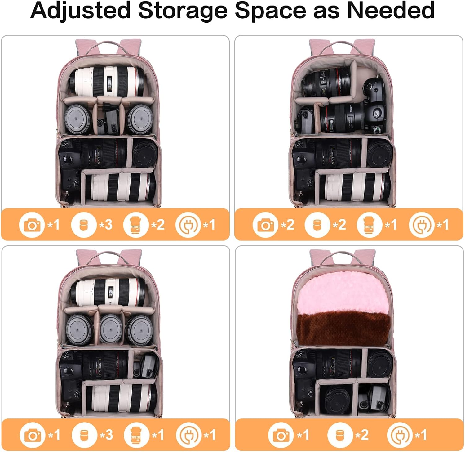 MOSISO Camera Backpack with Rain Cover, DSLR/SLR/Mirrorless Rhombus Quilted Camera Bag for Photographers with Tripod Holder&15-16 inch Laptop Compartment Compatible with Canon/Nikon/Sony, Cameo Pink