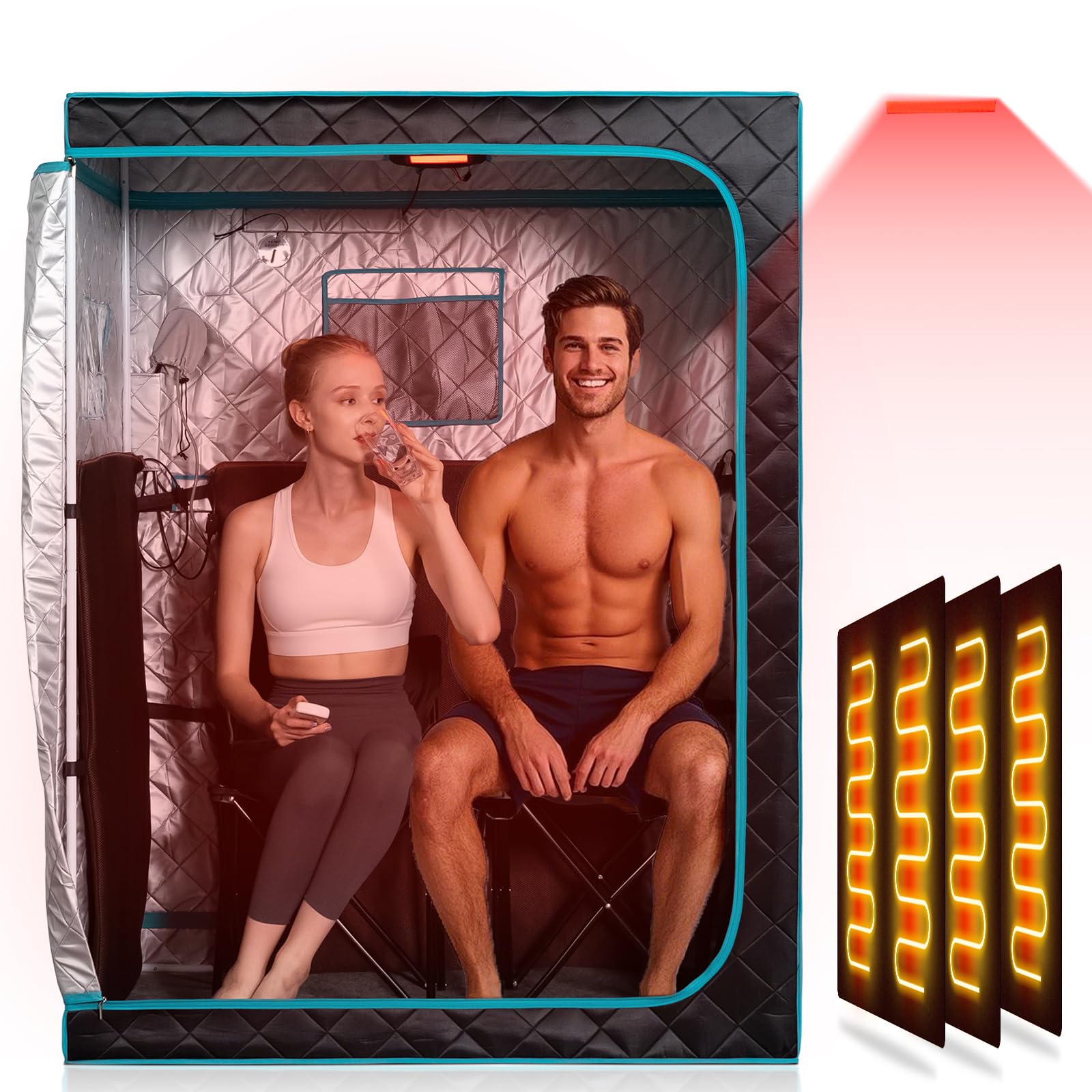 Smartmak Full Size Portable Sauna, Large Two Person Home Dry