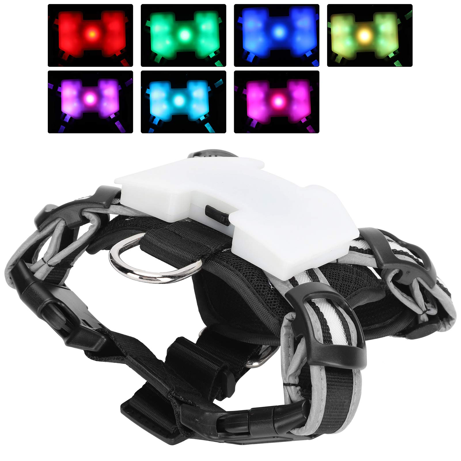 Pettorina per Animali a LED con Strisce Riflettenti Regolabili per la Sicurezza Nelle Passeggiate Notturne - Fascia Toracica per Cani Ricaricabile Tramite USB - Ideale per Tutte le Razze di (S)