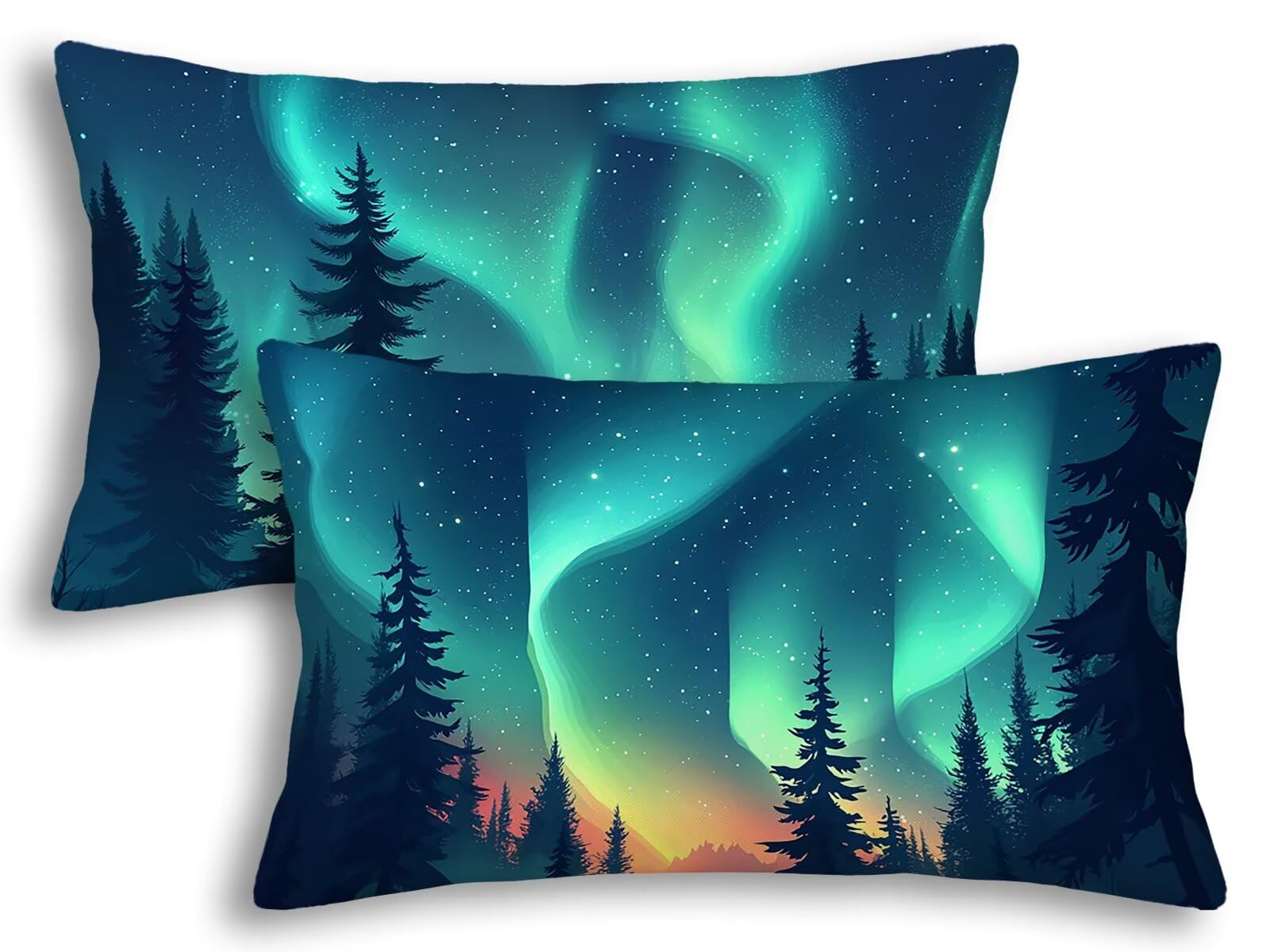 Fundas Cojines 40x60 Rectangular de Terciopelo Verde Juego de 2 para Sofá y Cama