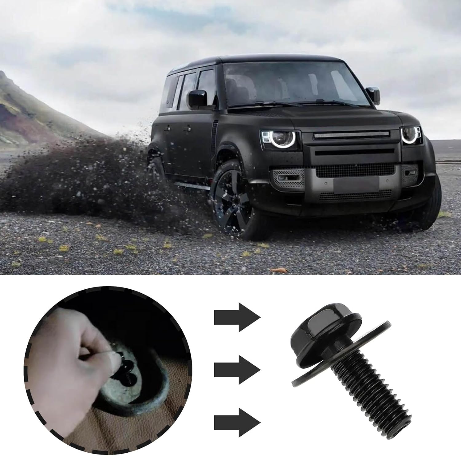 20Pcs Engine Undertray Bottom Cover Bolts Screws Fender Liner Screw Compatible with Range Rover L322 2002-2012 21.6x17x6mm Black