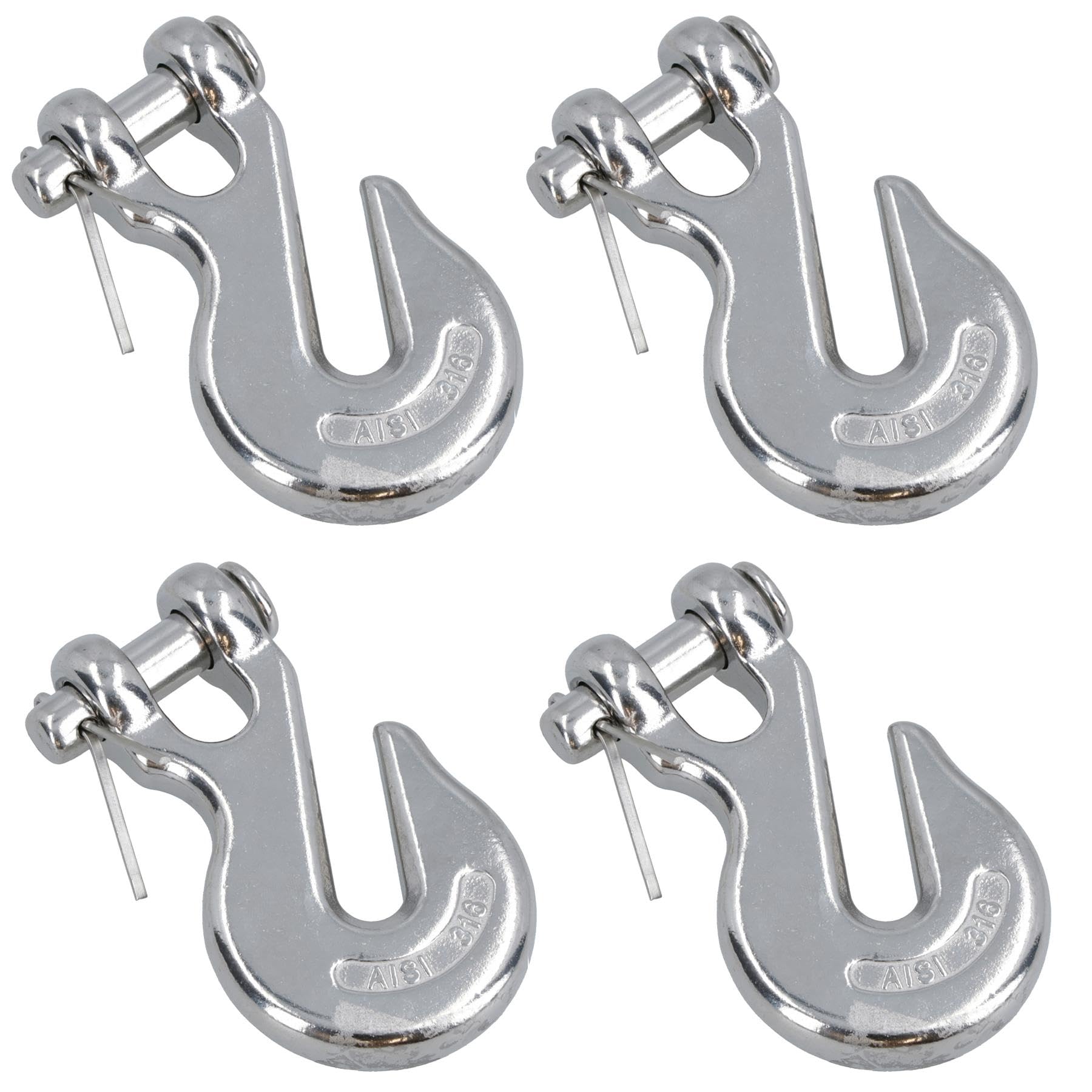 Clevis End Grab Hook Stainless Steel for 8mm (5/16in) Chain Lifting 1000kg 4pc