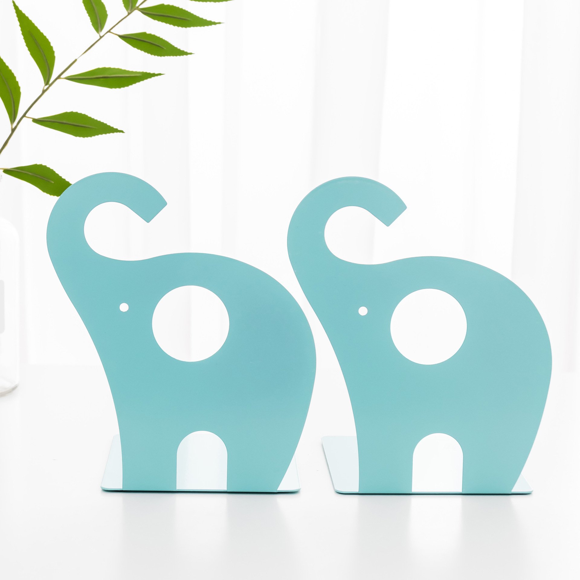 Fermalibri per Bambini Elefante Creativo Libri in Ferro 19x12 cm Azzurro