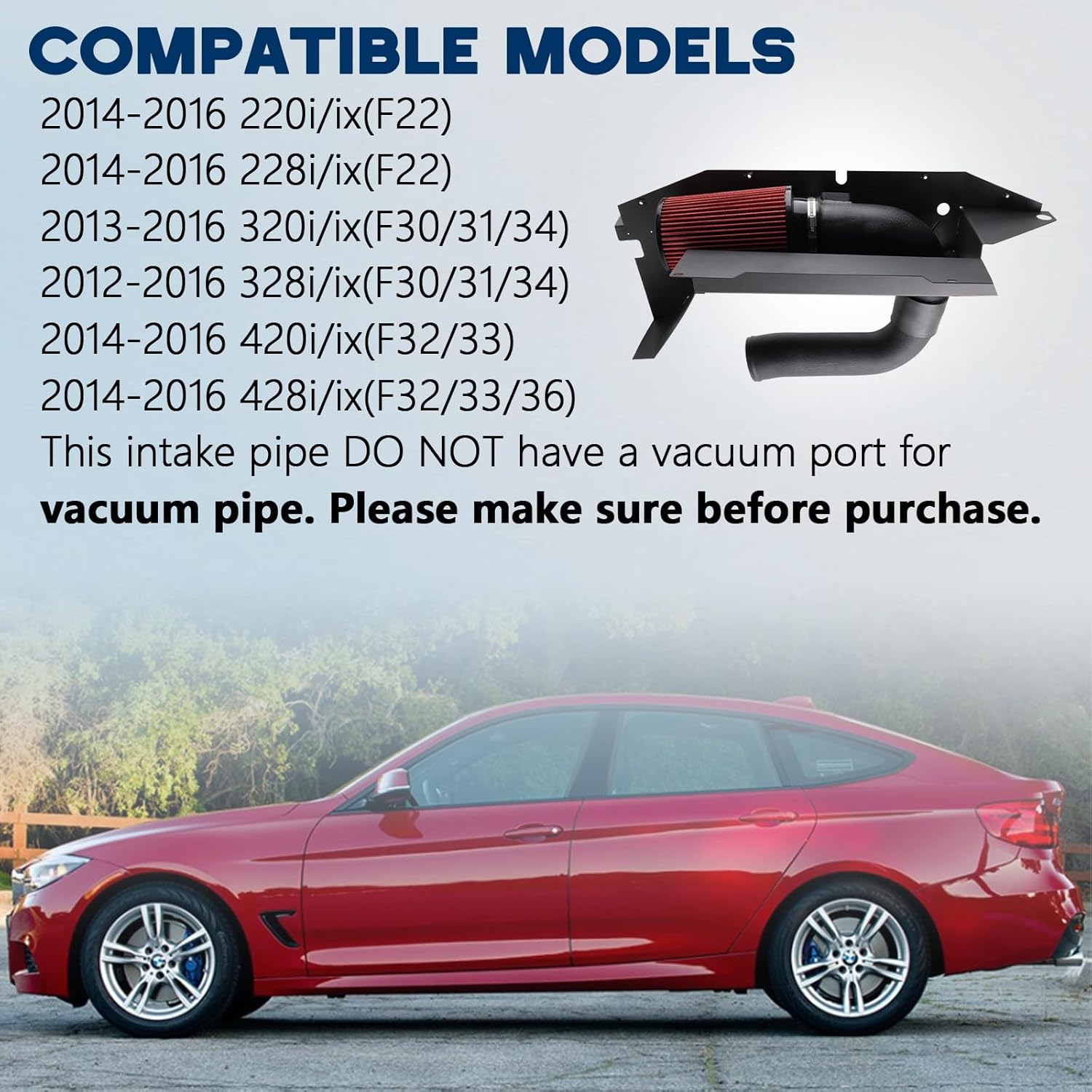 Cold Air Intake Compatible With BMW F22 220i 228i/F30 F31 F34 320i 328i /F32 F33 420i 428i 2012-2016 N20/N26 2.0T