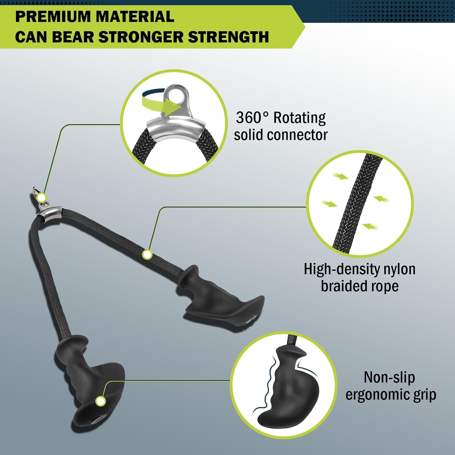DASKING Ergonomic Tricep Rope Pulldown Attachments, 35.4 Inch Extra Long Triceps Rope Cable Attachments for Gym, LAT Pull Down Bar, Tricep Workout Cable Attachments