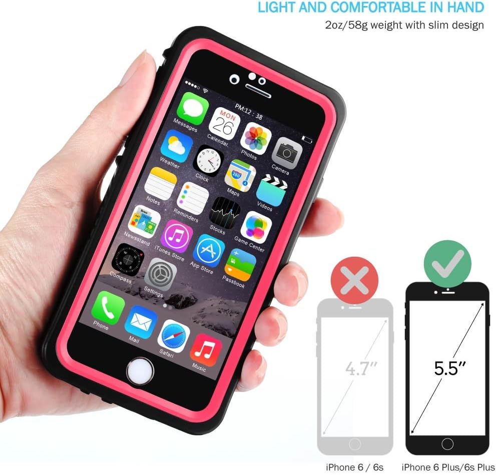 Temdan iPhone 6s Plus / 6 Plus Waterproof Case with Kickstand and Floating Strap Up to 33ft/10m Waterproof Case for iPhone 6s Plus / 6 Plus(5.5inch) (Pink)