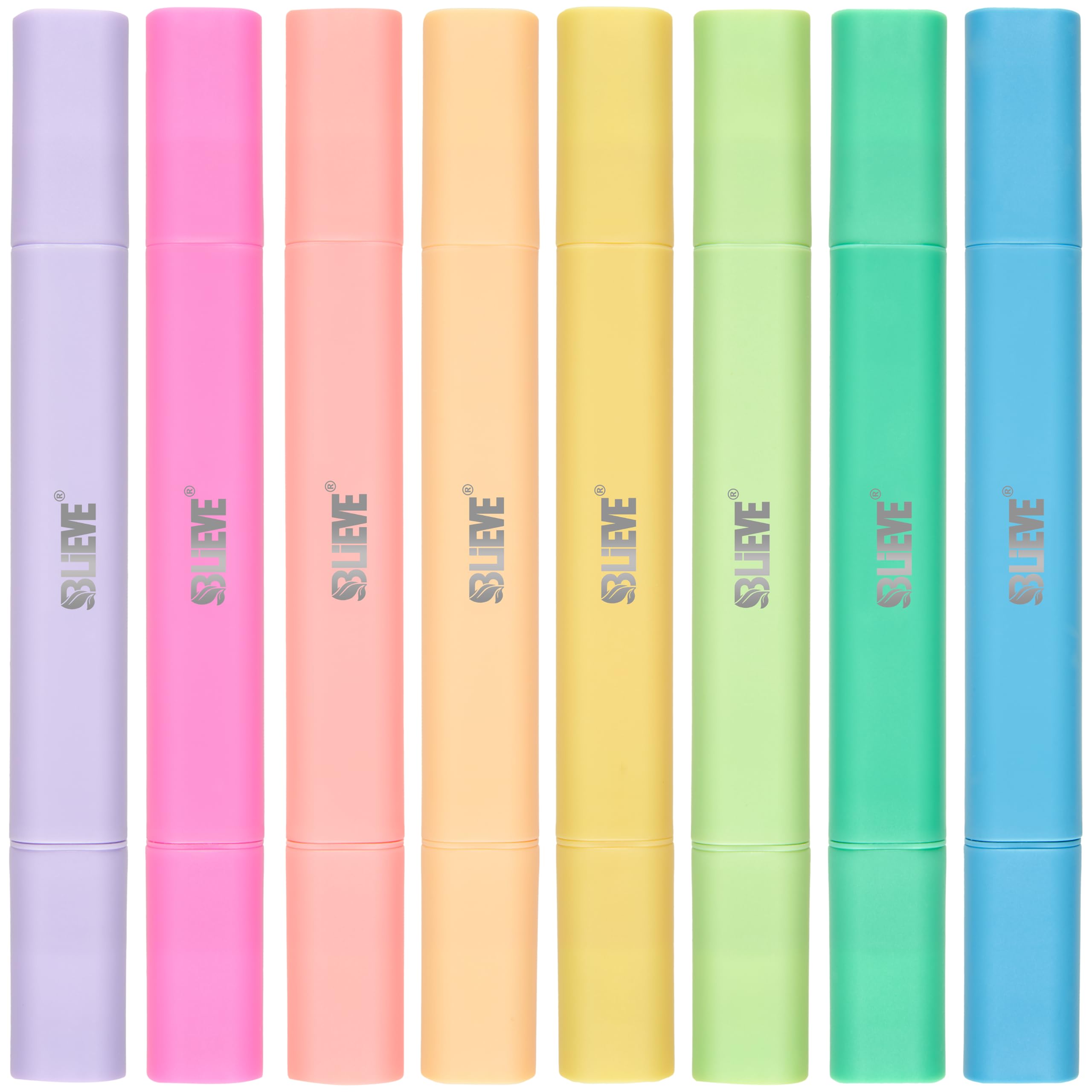 BLIEVE Bible Highlighters No Bleed Through, Pastel Colors, Dual Tip, 8 Pack | Smooth Ink Flow Fade-Resistant - main product image