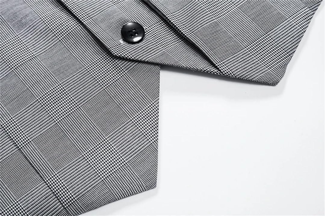 Men's Four Seasons Retro V-Neck Plaid Suit Vest Casual Leisure Party Bar Banquet Vest