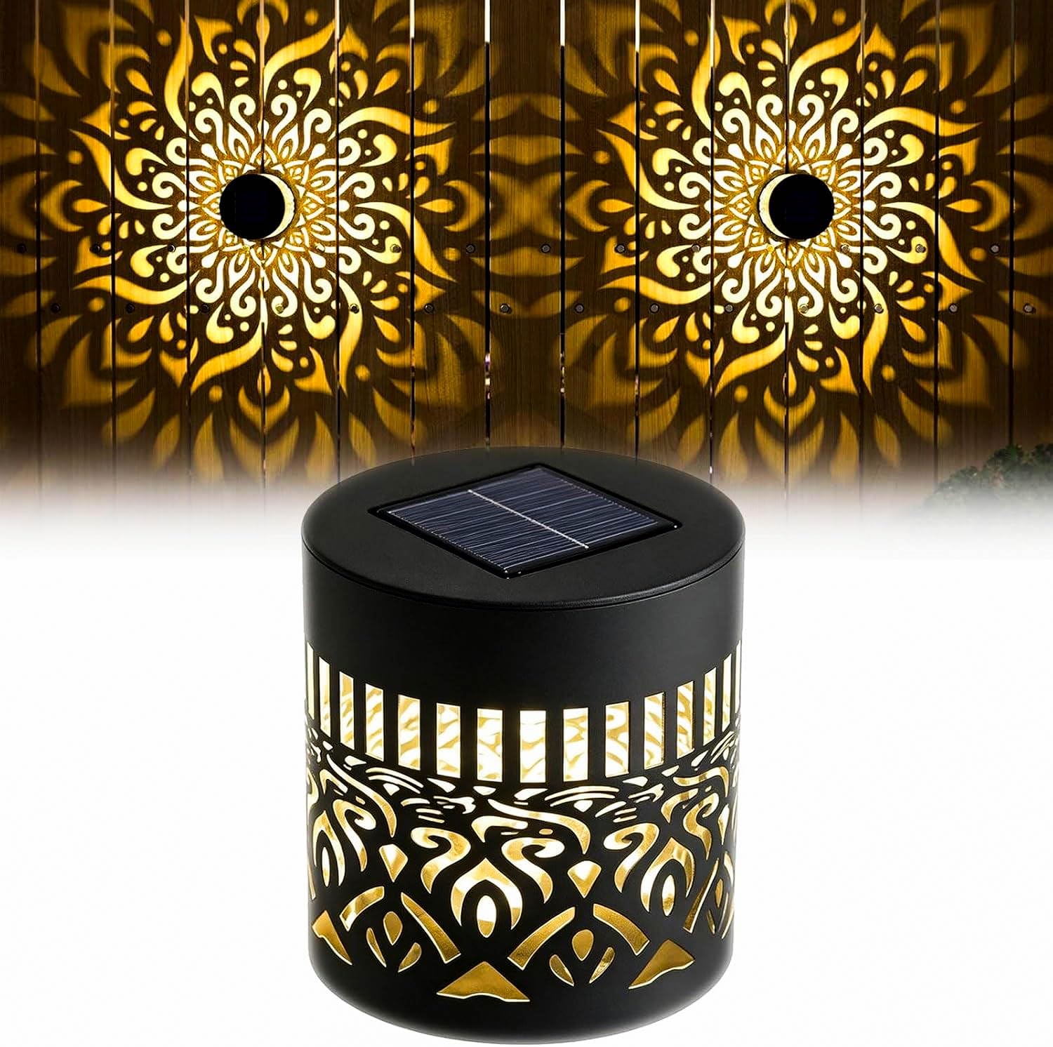 DAZTO Solar Mandala Lamp Light Outdoor IP65 Waterproof LED Light | Motion Sensor, Garden & Patio Decor, Metal Sconce, Fence & Wall Mount, Vintage Style-image-10