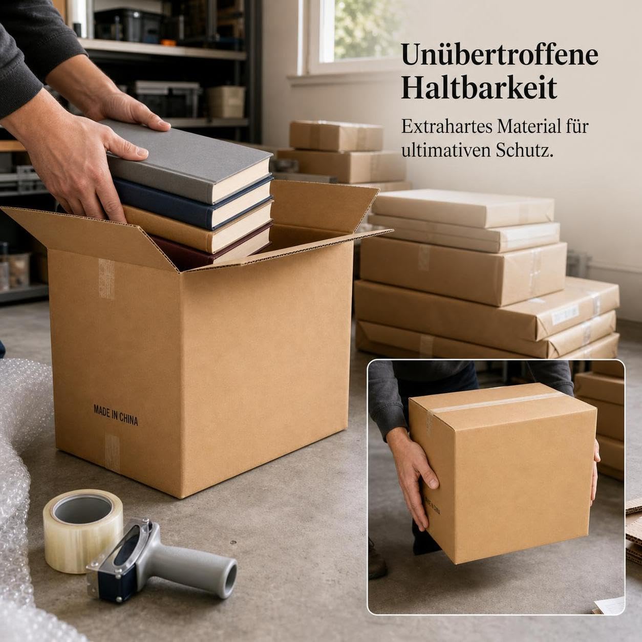 Scatole di Cartone Ondulato a per Spedizioni Internazionali e Logistica, per casa - per azienda, Cartone super rigido "You Niu" senza maniglia, 5 strati, 70x50x50 cm