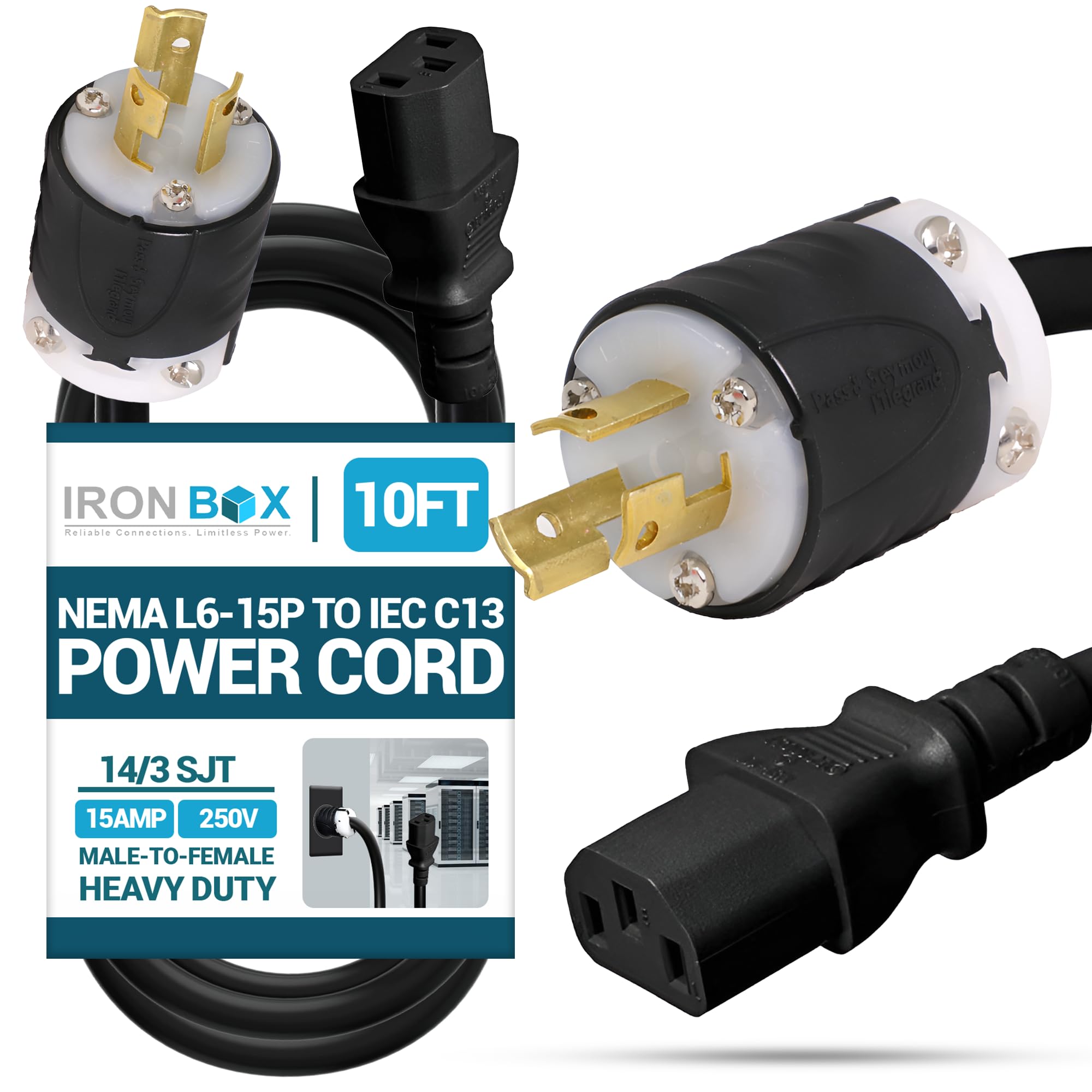 Amazon | IronBox Electric NEMA L6-15P - IEC C13電源コード - 15A