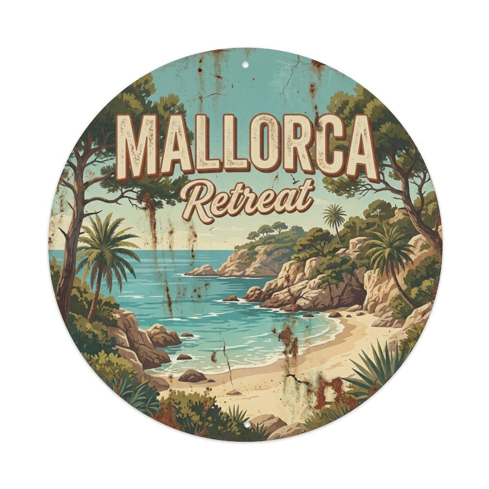 Fyrn Style Metal Tin Sign Vintage Travel Mallorca Spain Escape