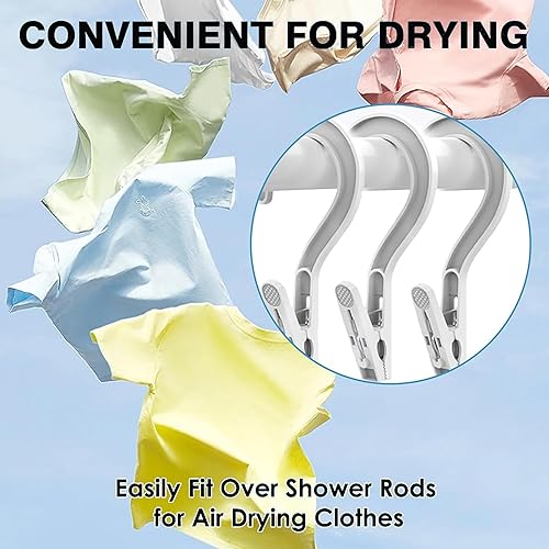 Miniatura 5 de 12 ganchos de lavandería con clips, colgadores de plástico para organizar ropa, alfileres súper fuertes para baño, viajes, portátil, color blanco