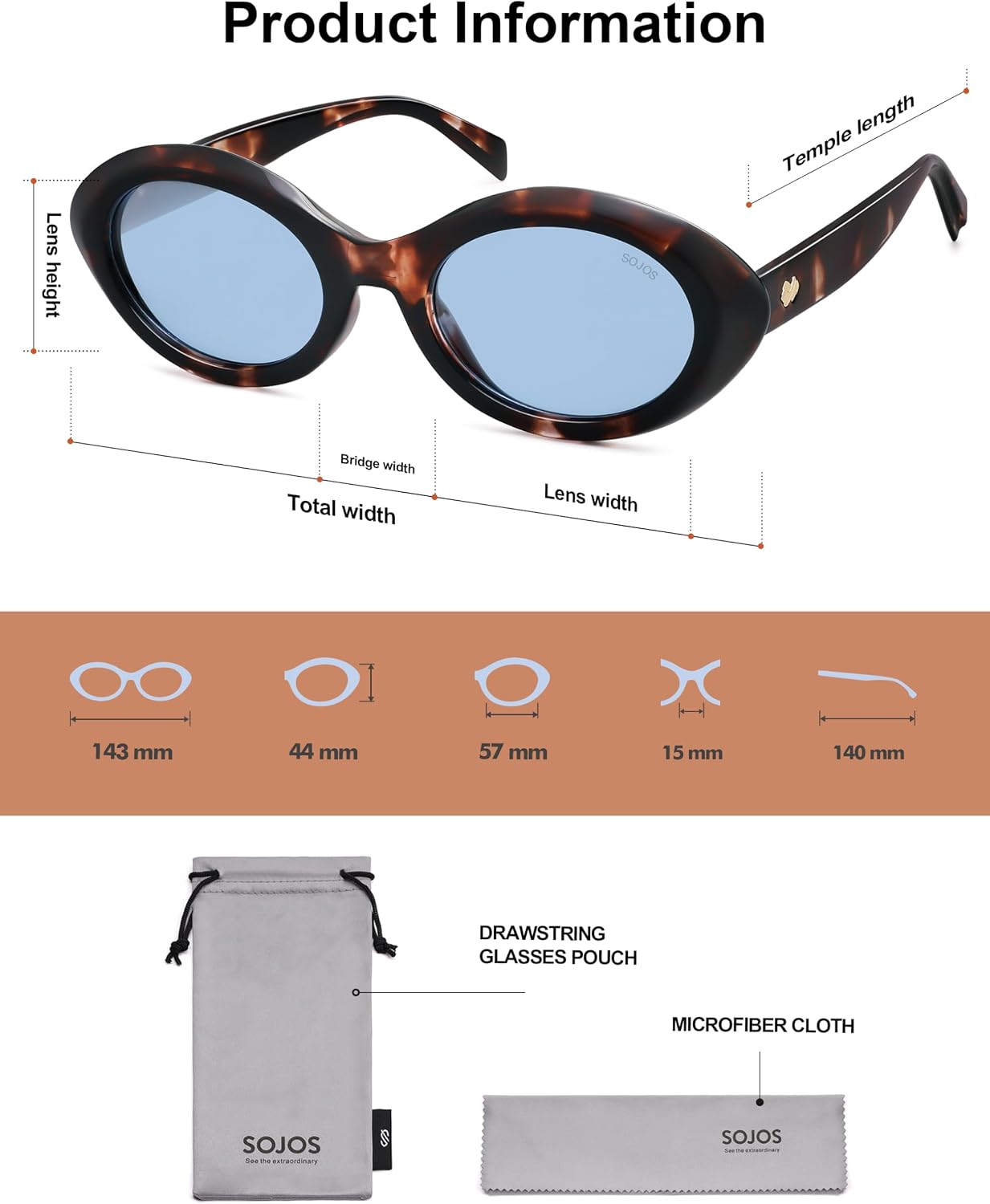 SOJOS Retro Oval Polarized Sunglasses for Women Trendy Sun Glasses Vintage Shades UV400 SJ2394