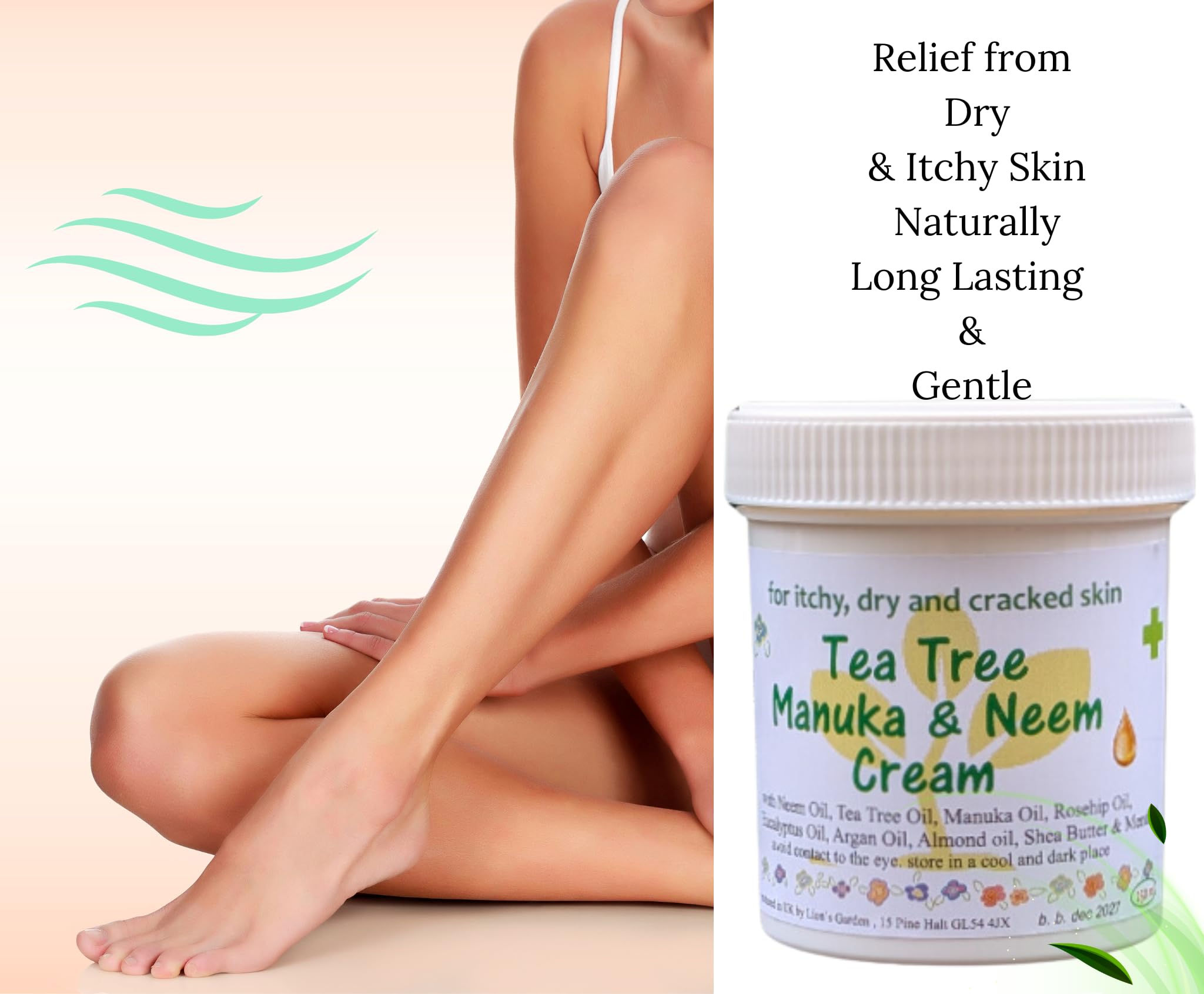 Tea Tree Manuka and Neem Cream 250ml IMPROVED FORMULA- Antibacterial, Anti-fungal, Antiseptic with Lavender Oil, Rosehip Oil - Image 3